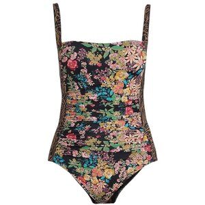 Johnny Was Floral & Animal Print One-Piece Swimsuit 3X Nylon Blend